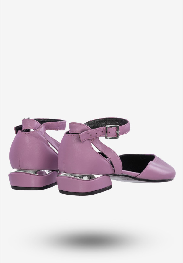 Półbuty Damskie Buty Skóra Naturalna Fioletowe Lovsoka 204