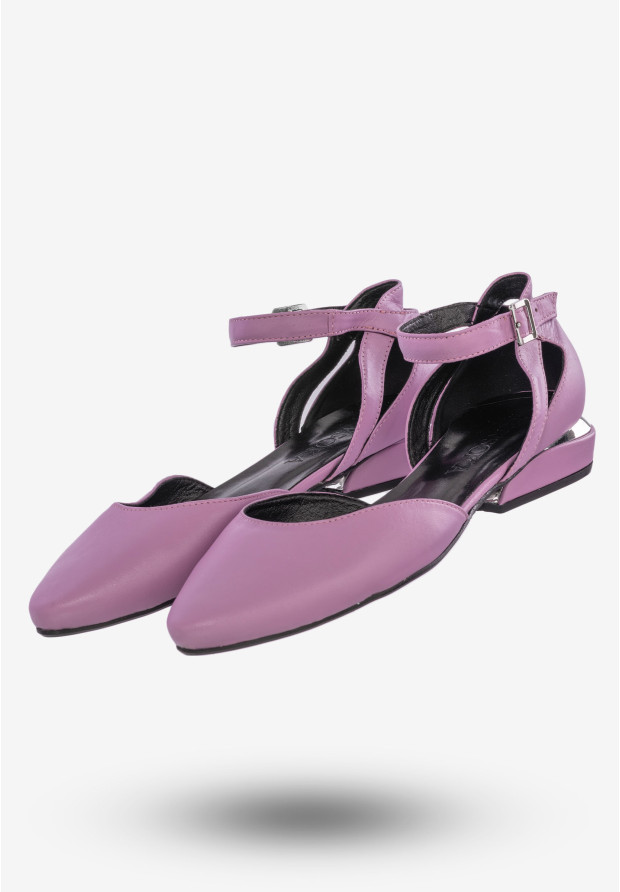 Półbuty Damskie Buty Skóra Naturalna Fioletowe Lovsoka 204