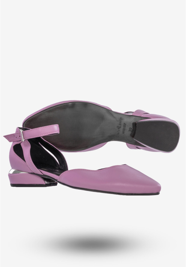 Półbuty Damskie Buty Skóra Naturalna Fioletowe Lovsoka 204