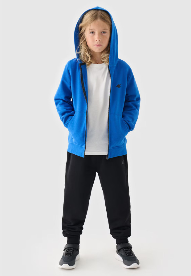 Bluza Chłopięca 4F Z Kapturem Rozpinana Niebieska 4FJWMM00TSWSM1295