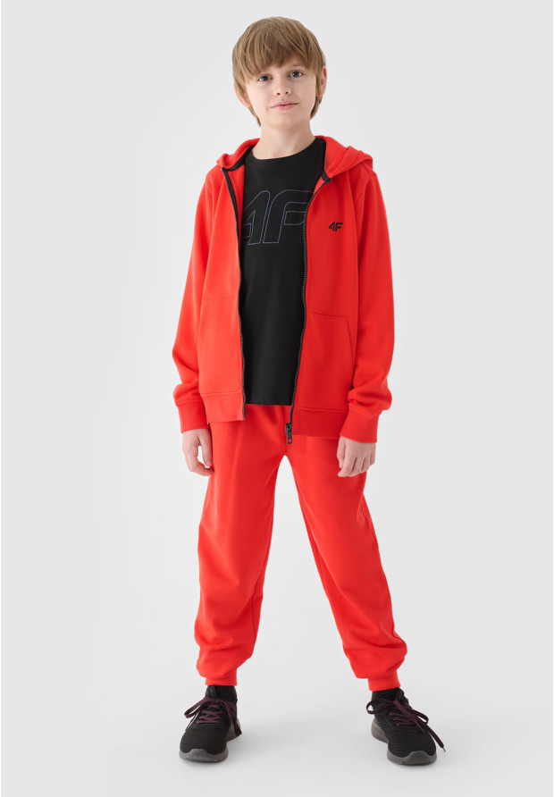 Bluza Chłopięca 4F Z Kapturem Rozpinana Pomarańczowa 4FJWMM00TSWSM1295