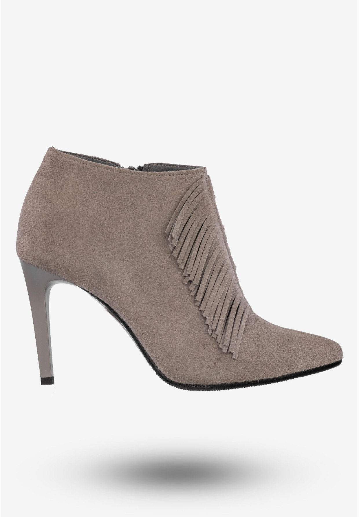 Botki Damskie Buty Skórzane Zamszowe Na Obcasie Popiel Darex B-141/3