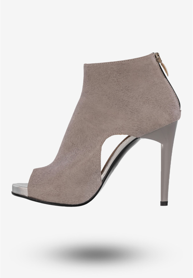 Botki Na Szpilce Damskie Buty Skórzane Szare Darex P-31/3