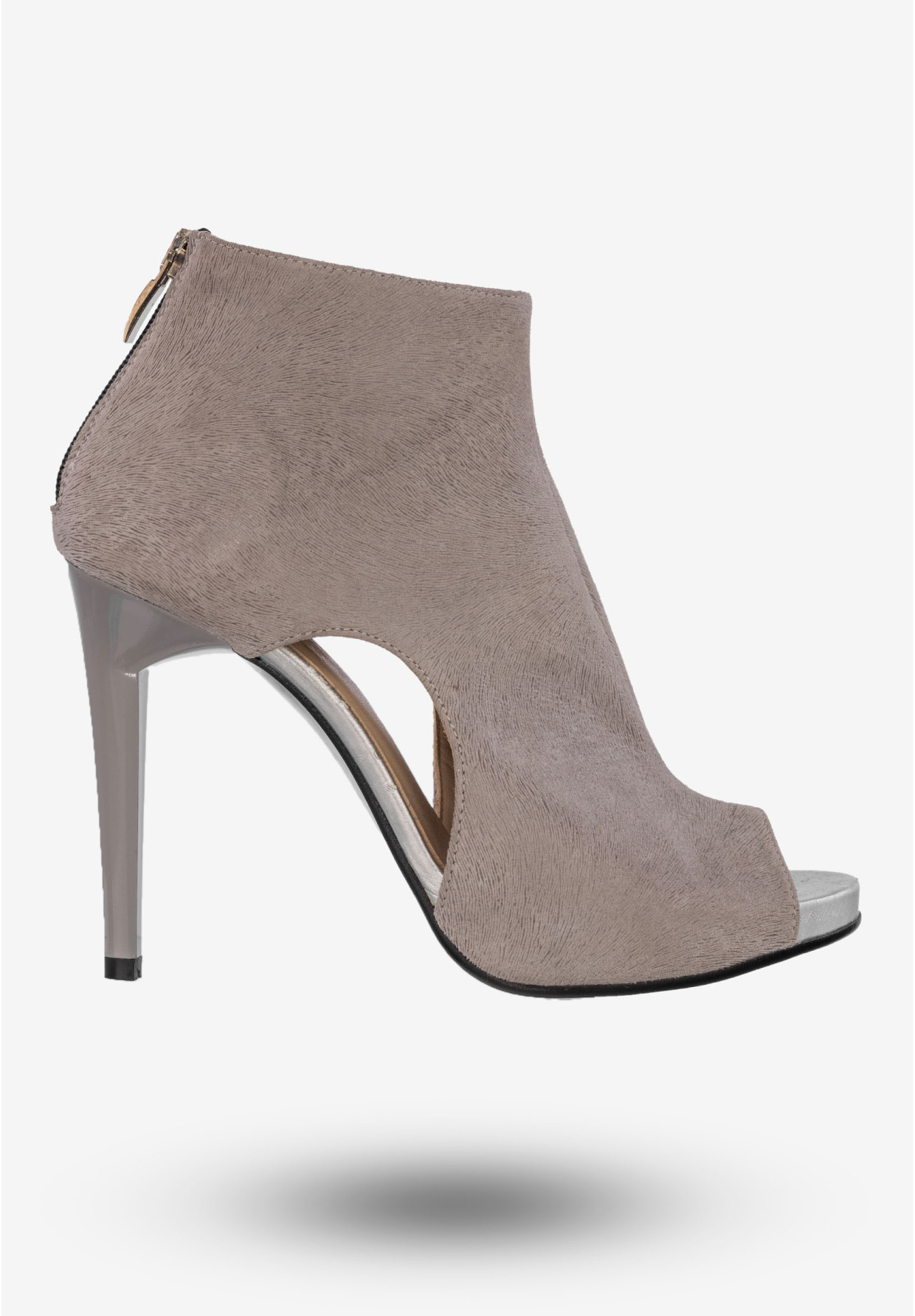 Botki Na Szpilce Damskie Buty Skórzane Szare Darex P-31/3