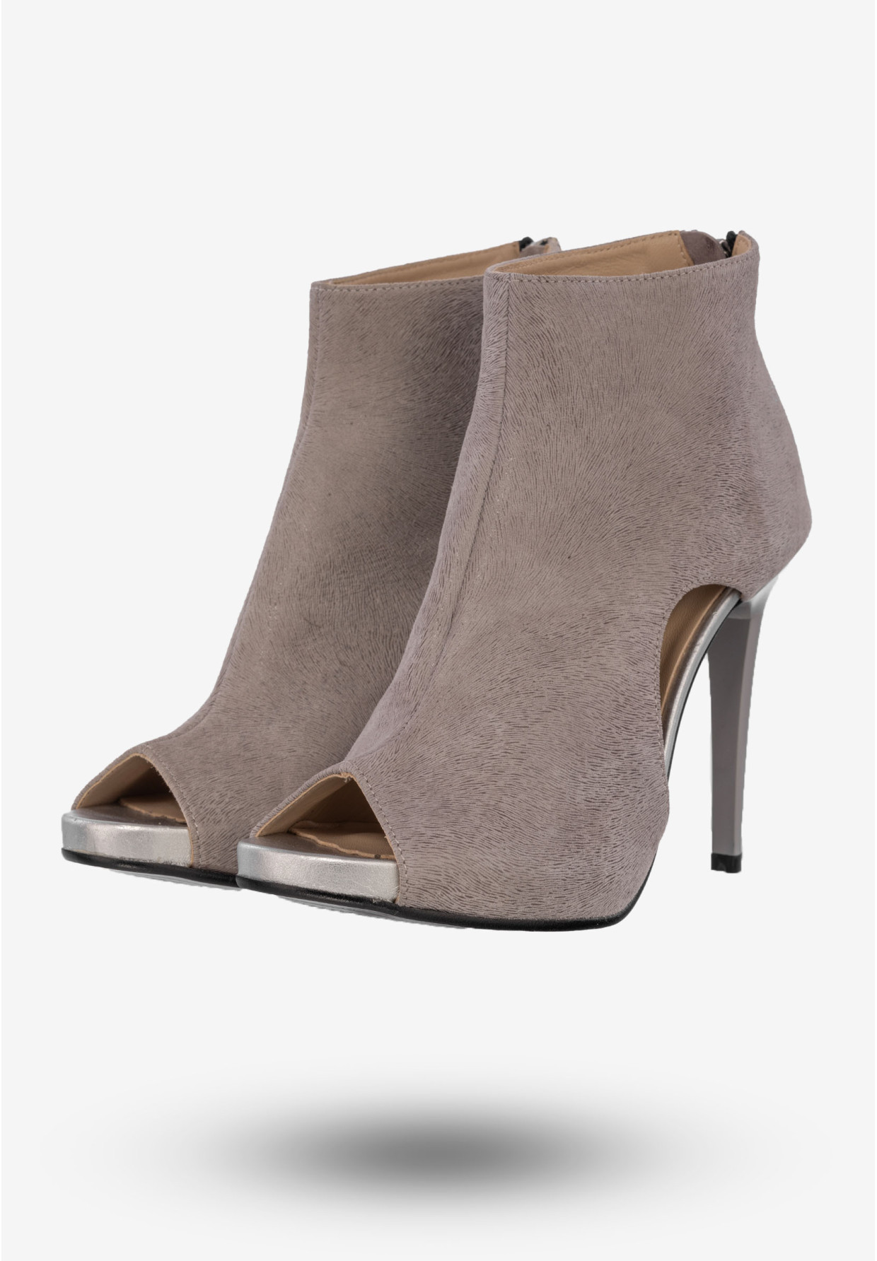 Botki Na Szpilce Damskie Buty Skórzane Szare Darex P-31/3