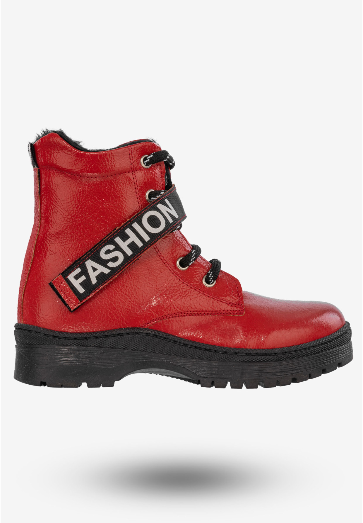 Botki Dziecięce Buty Dla Dziewczynki Ocieplane Czerwone Navy Dot 22-61064RD2