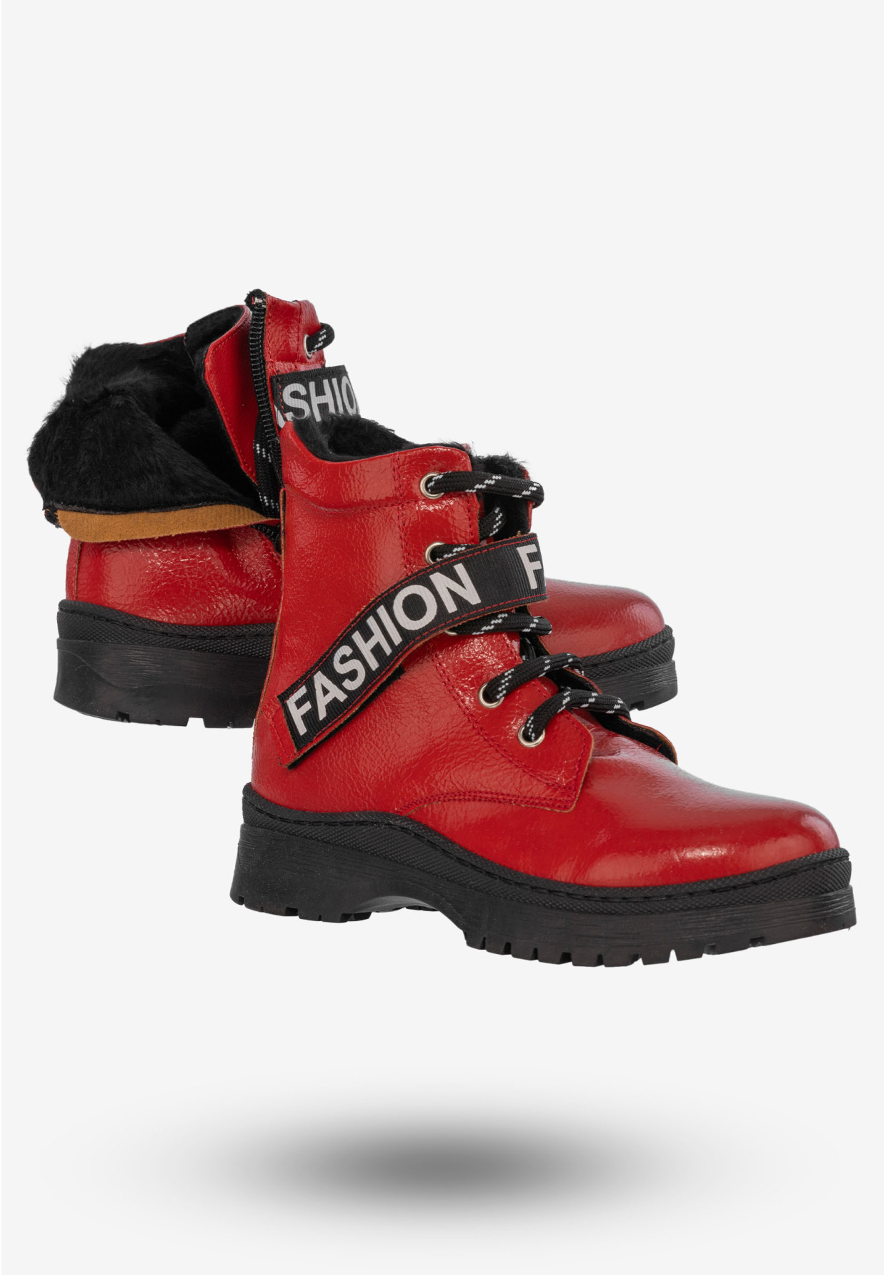 Botki Dziecięce Buty Dla Dziewczynki Ocieplane Czerwone Navy Dot 22-61064RD2