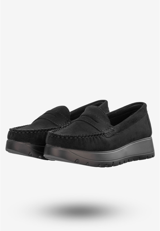 Mokasyny Damskie Lekkie Buty Półbuty Czarne Potocki 24-21338BK