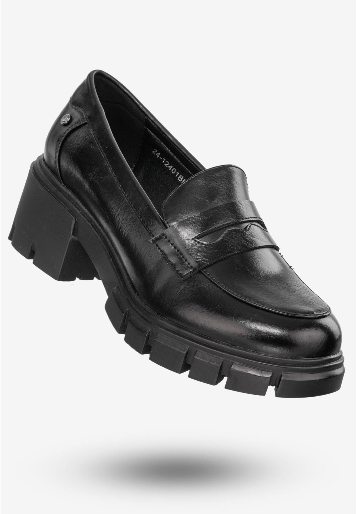 Mokasyny Damskie Buty Eleganckie Półbuty Czarne Potocki 24-2-12401BKPU