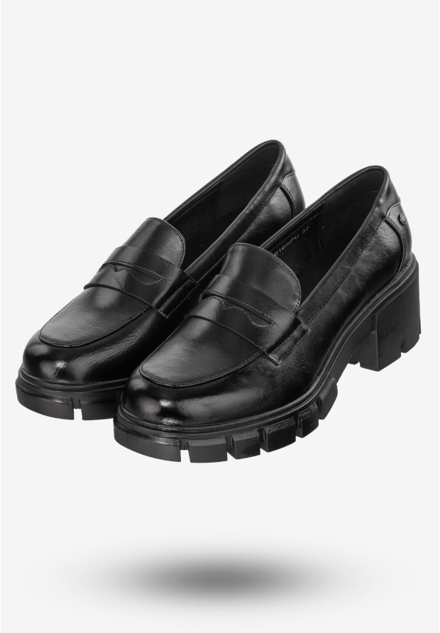 Mokasyny Damskie Buty Eleganckie Półbuty Czarne Potocki 24-2-12401BKPU