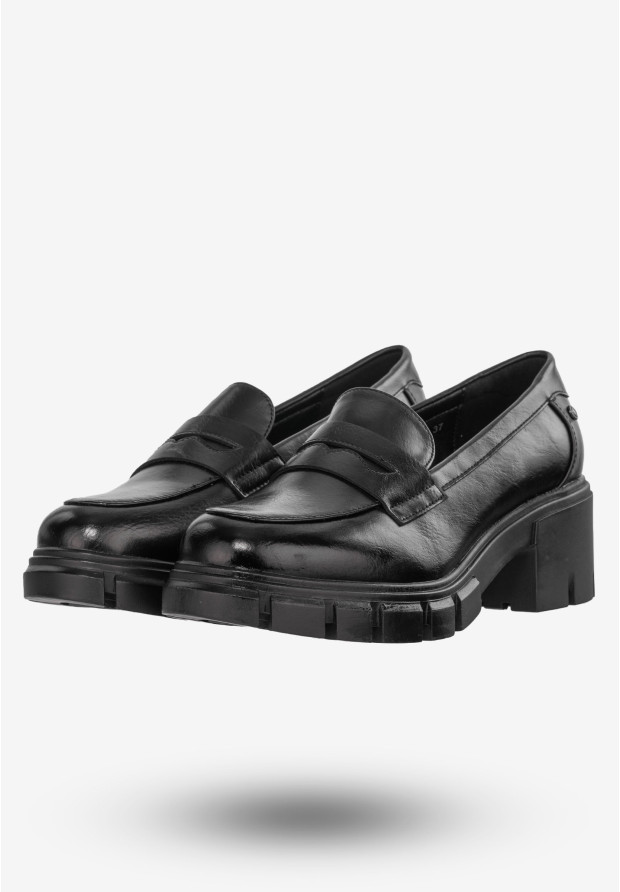 Mokasyny Damskie Buty Eleganckie Półbuty Czarne Potocki 24-2-12401BKPU