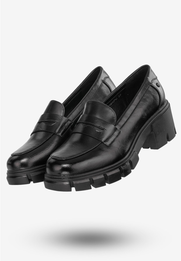 Mokasyny Damskie Buty Eleganckie Półbuty Czarne Potocki 24-2-12401BKPU