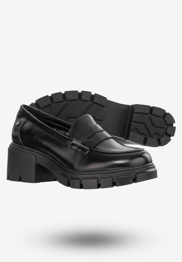 Mokasyny Damskie Buty Eleganckie Półbuty Czarne Potocki 24-2-12401BKPU