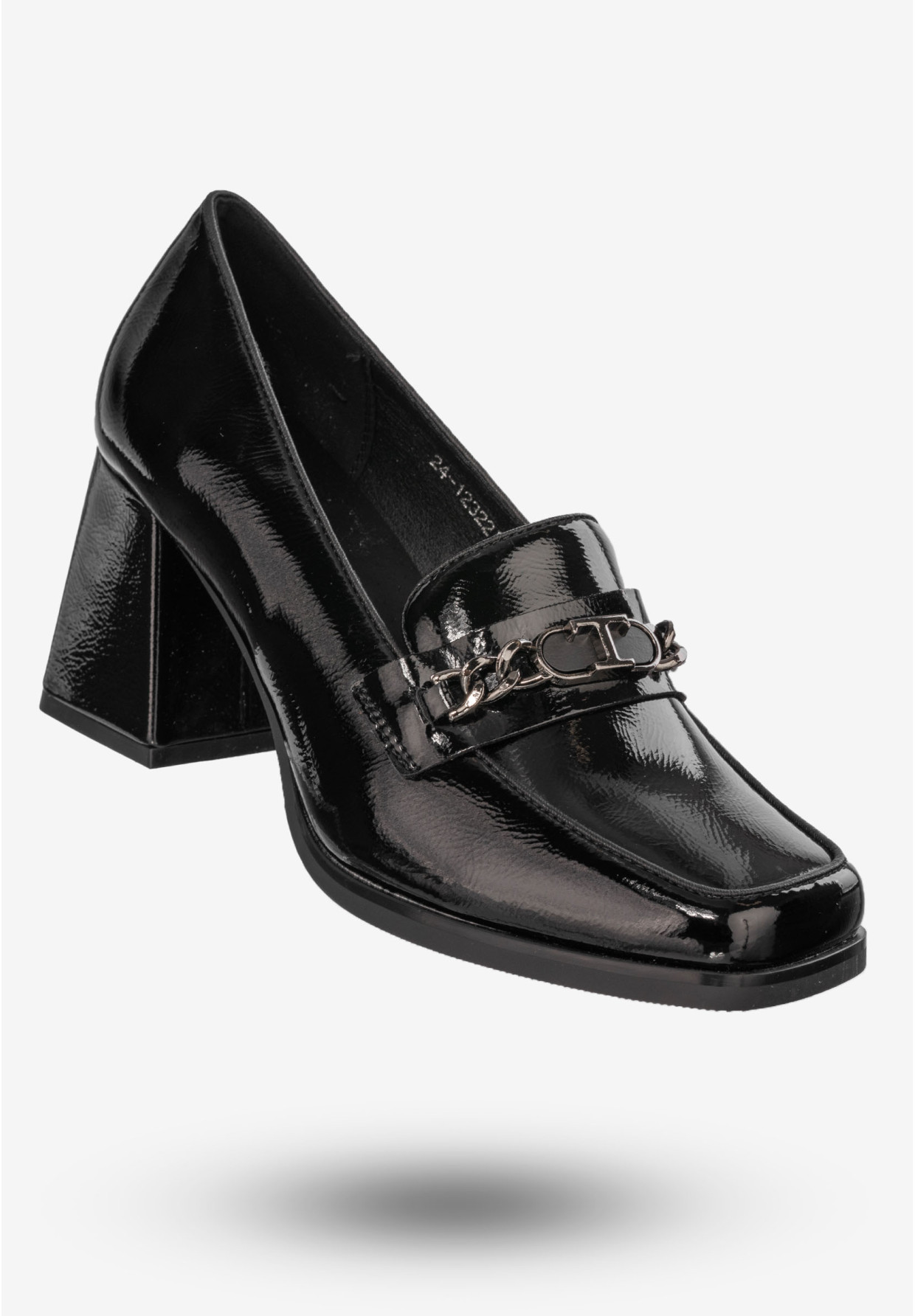 Mokasyny Damskie Buty Na Klocku Półbuty Czarne Potocki 24-12322BKP