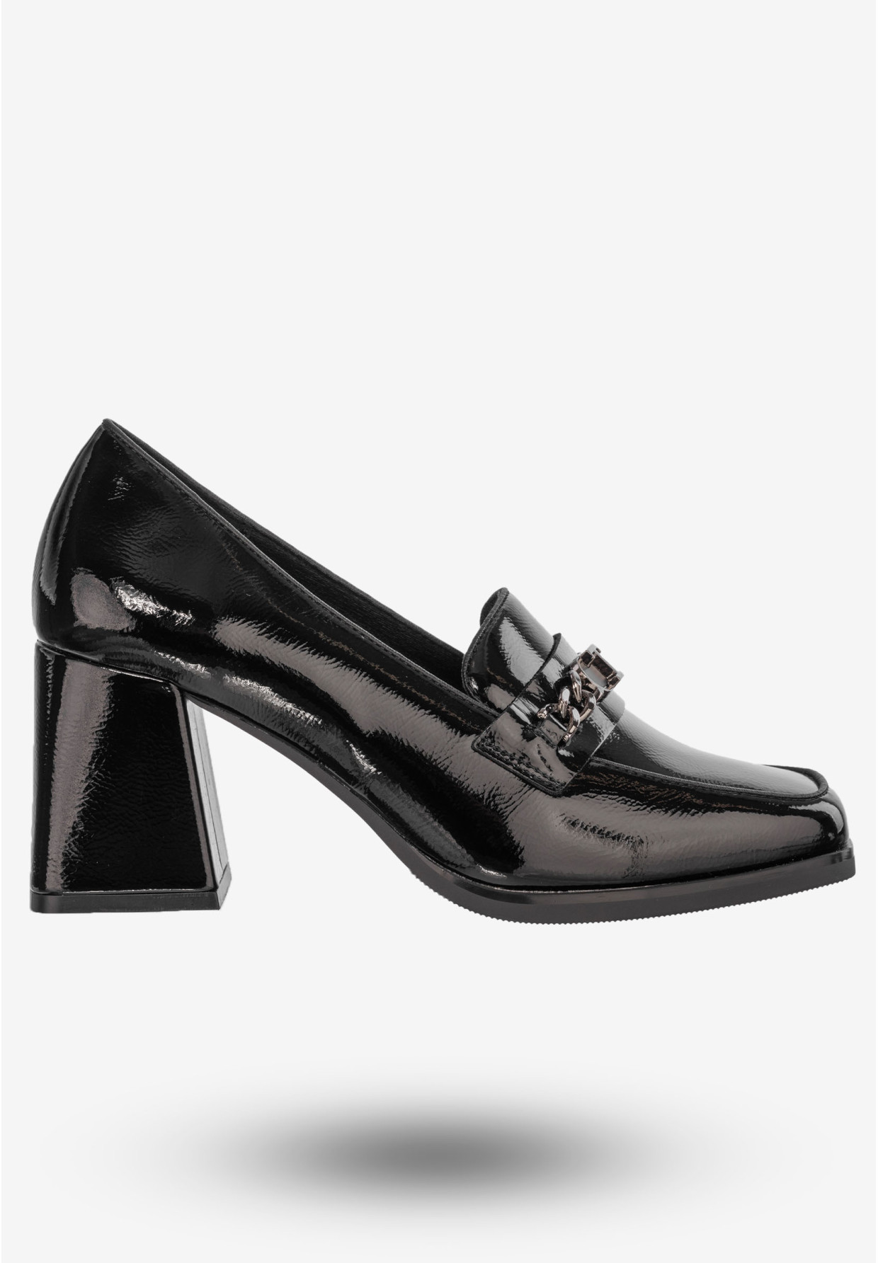 Mokasyny Damskie Buty Na Klocku Półbuty Czarne Potocki 24-12322BKP