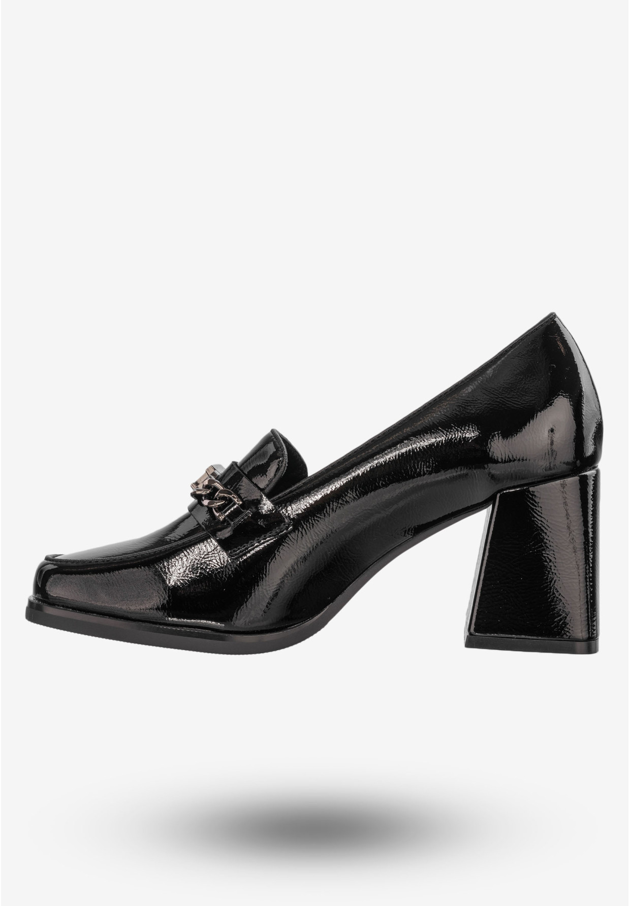 Mokasyny Damskie Buty Na Klocku Półbuty Czarne Potocki 24-12322BKP