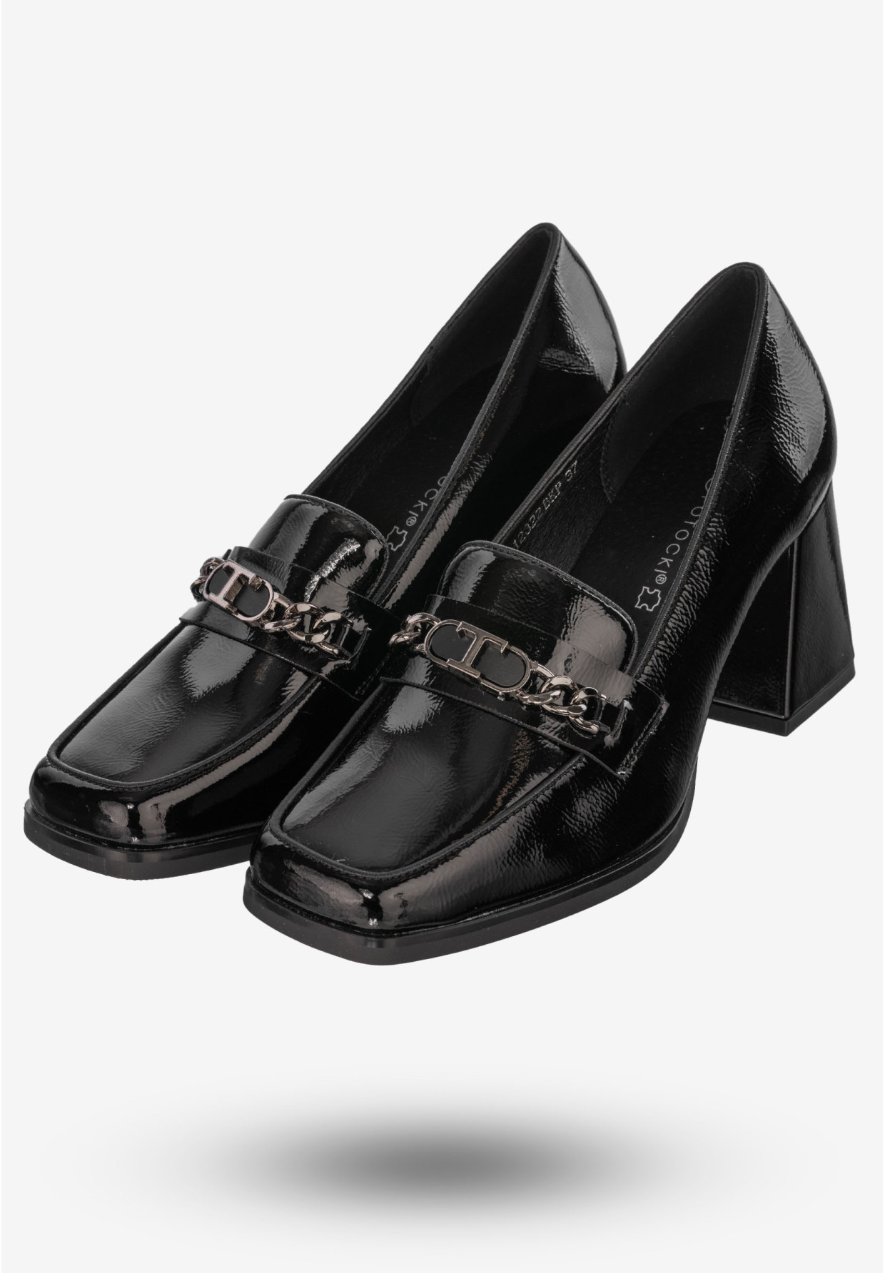 Mokasyny Damskie Buty Na Klocku Półbuty Czarne Potocki 24-12322BKP