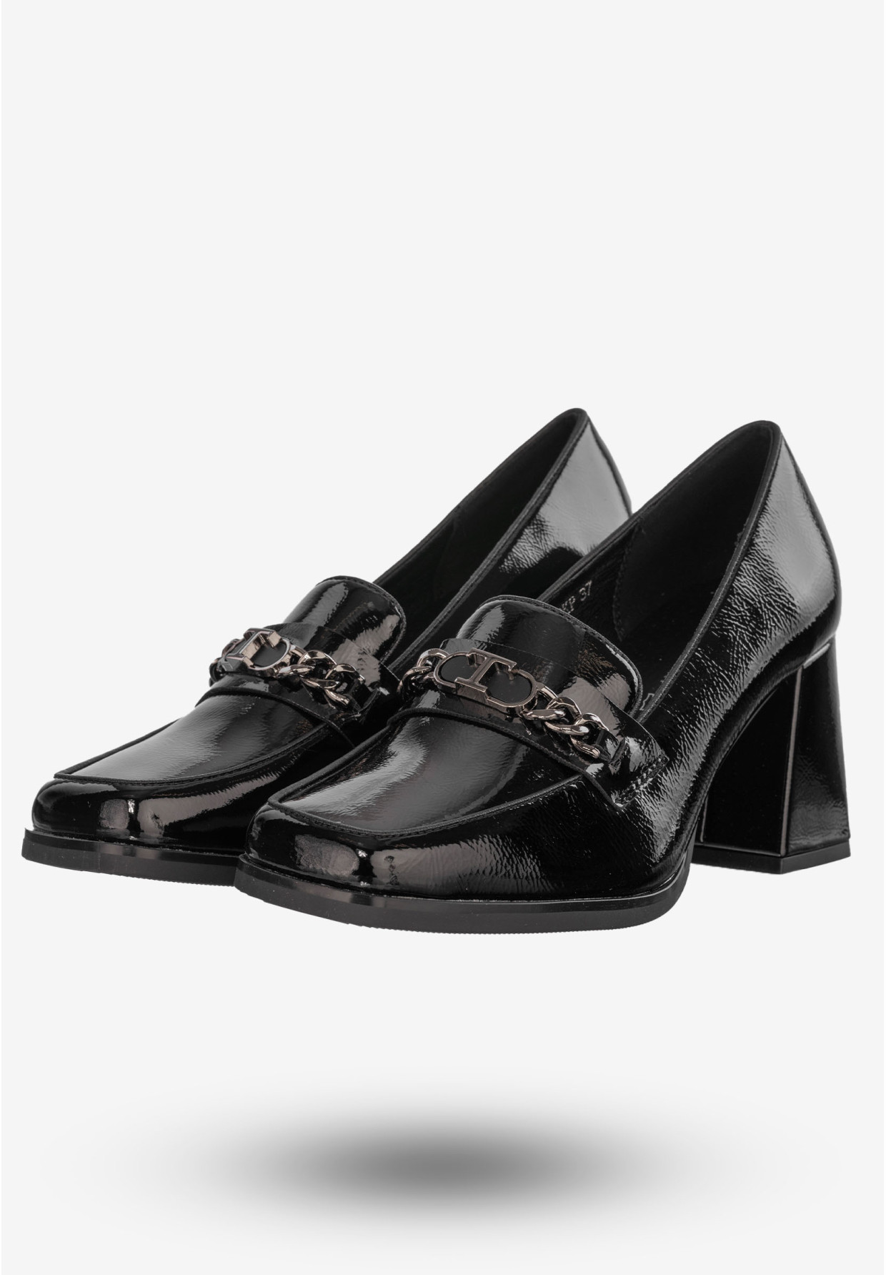 Mokasyny Damskie Buty Na Klocku Półbuty Czarne Potocki 24-12322BKP