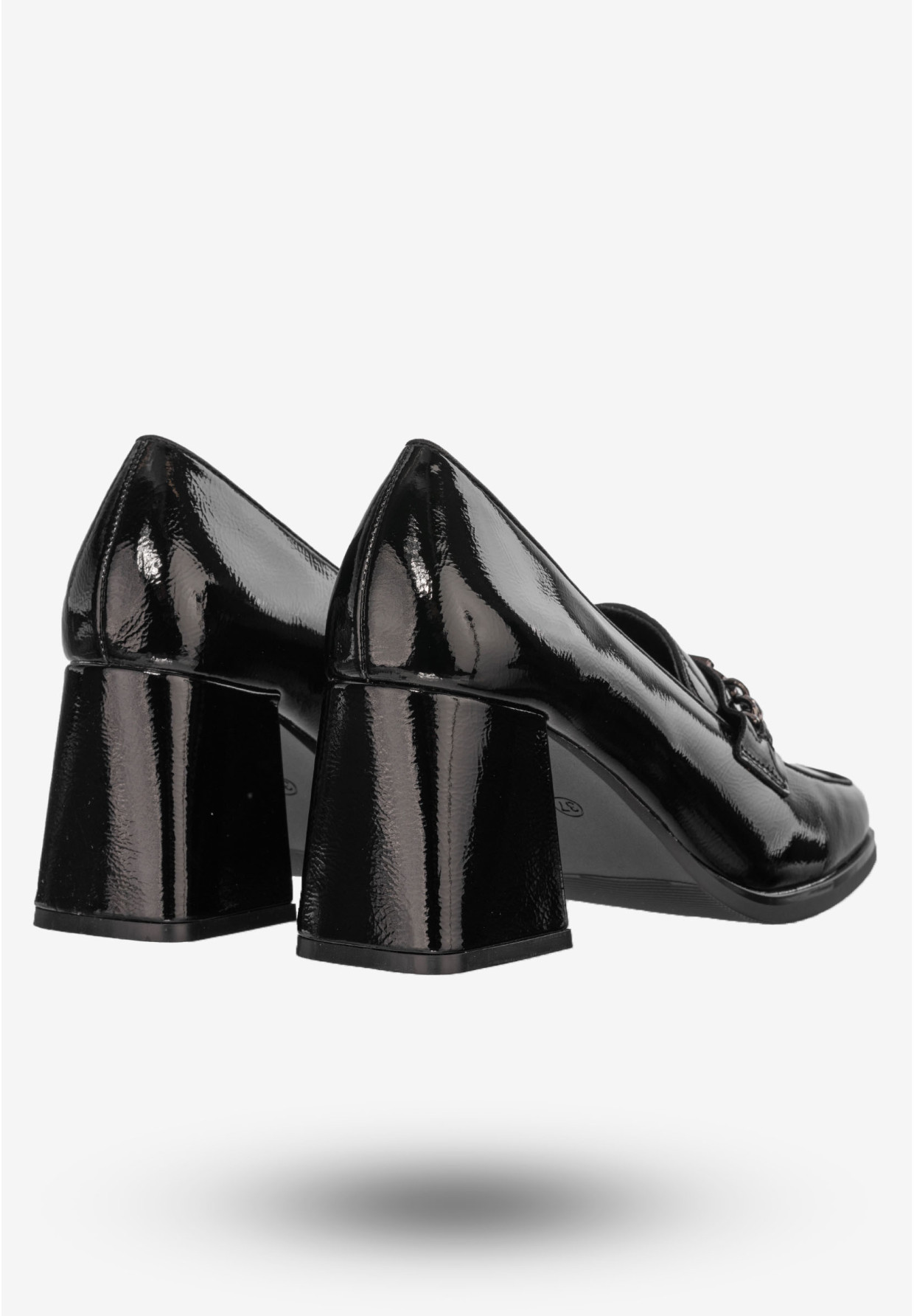 Mokasyny Damskie Buty Na Klocku Półbuty Czarne Potocki 24-12322BKP