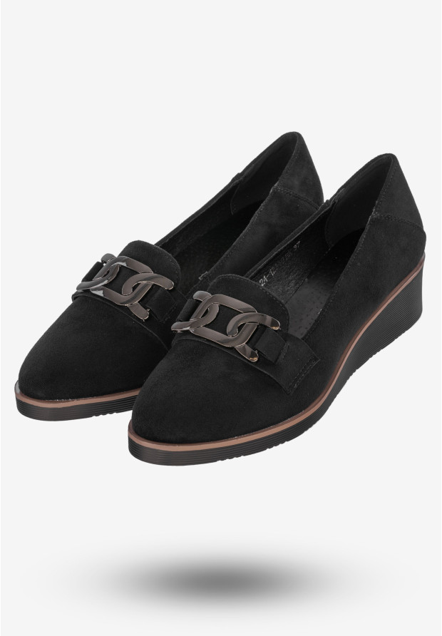 Półbuty Damskie Buty Na Koturnie Lekkie Czarne Potocki 24-12319BK