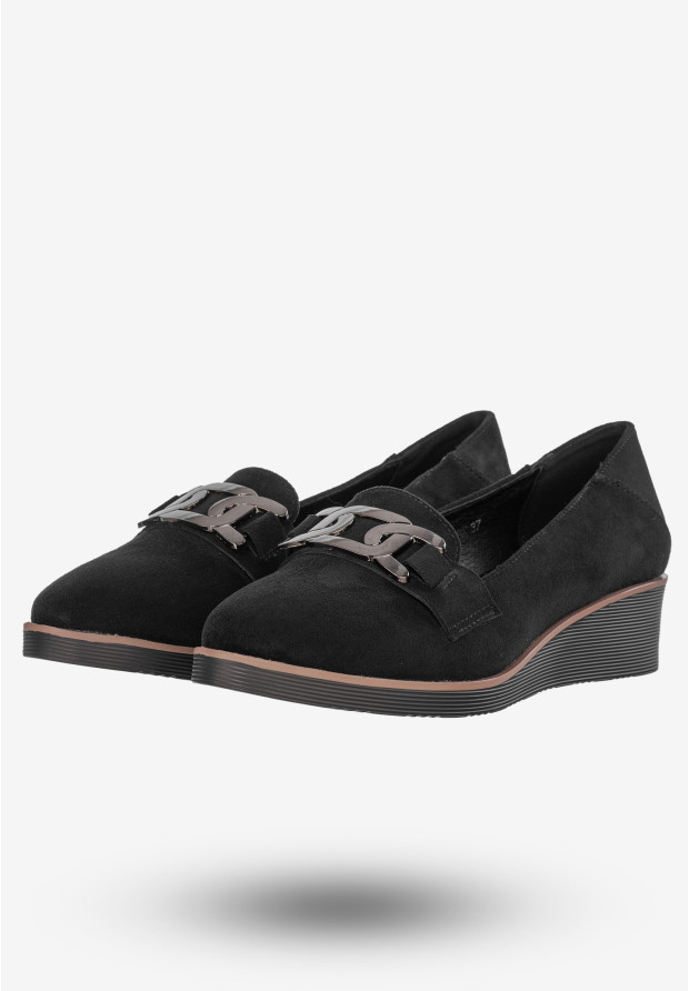 Półbuty Damskie Buty Na Koturnie Lekkie Czarne Potocki 24-12319BK