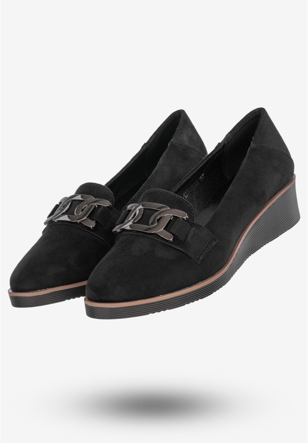 Półbuty Damskie Buty Na Koturnie Lekkie Czarne Potocki 24-12319BK