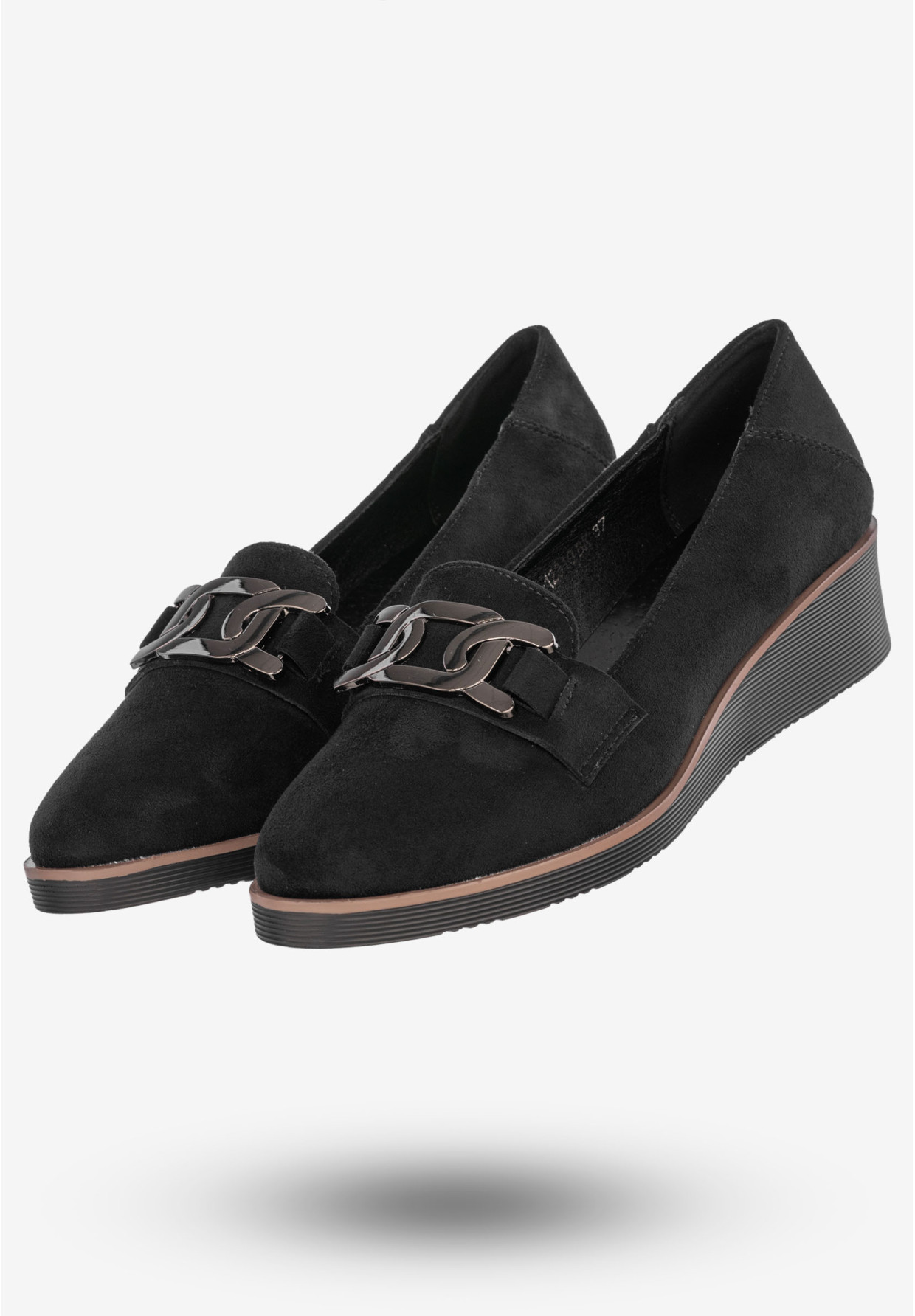 Półbuty Damskie Buty Na Koturnie Lekkie Czarne Potocki 24-12319BK