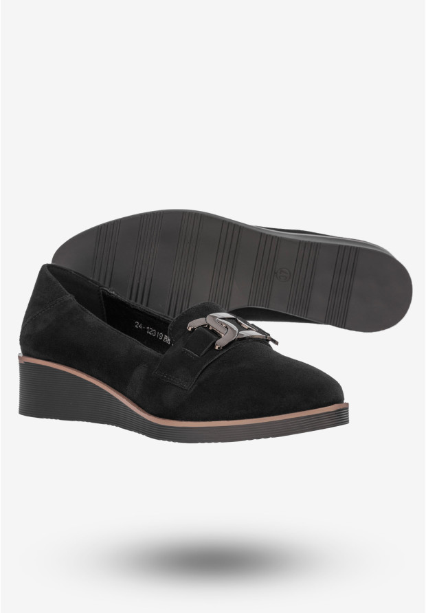 Półbuty Damskie Buty Na Koturnie Lekkie Czarne Potocki 24-12319BK