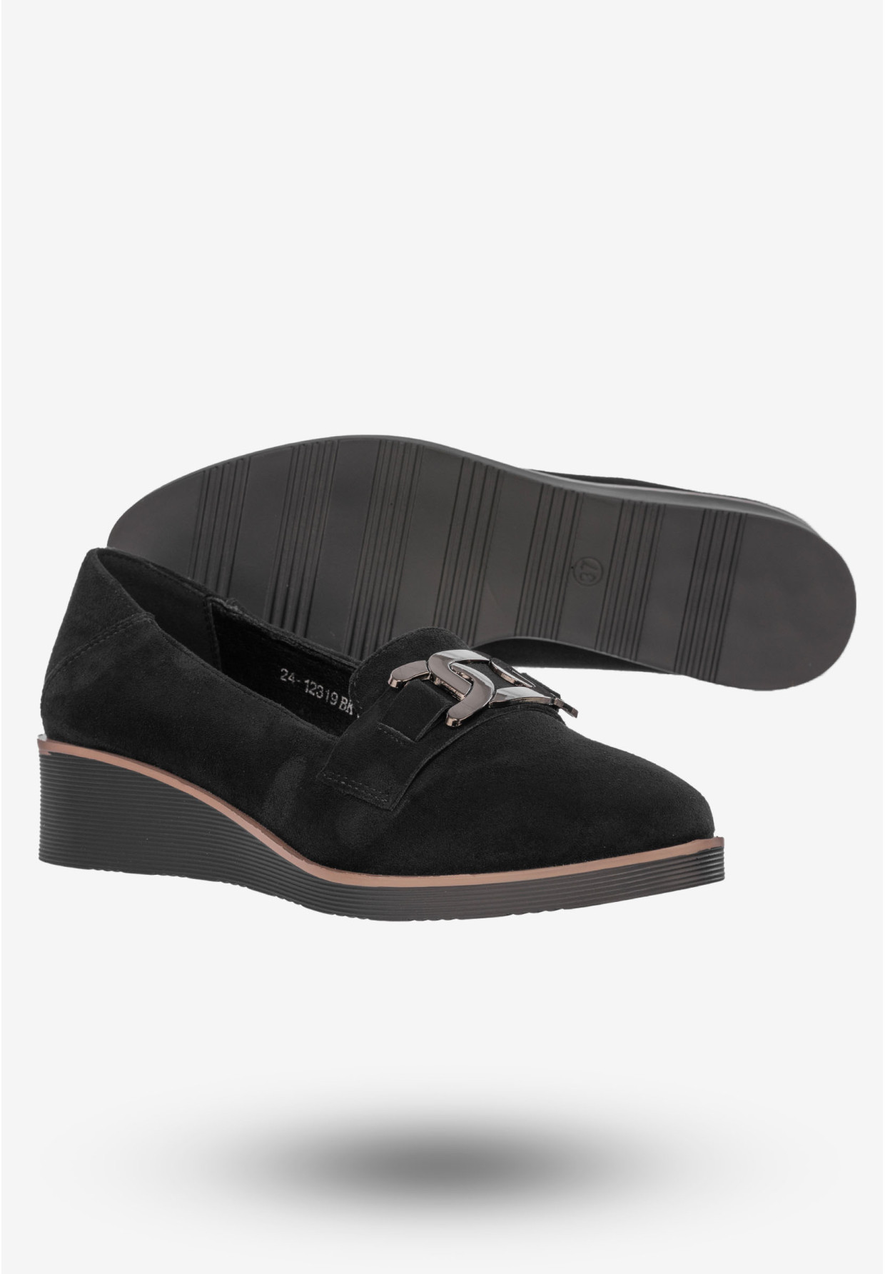 Półbuty Damskie Buty Na Koturnie Lekkie Czarne Potocki 24-12319BK