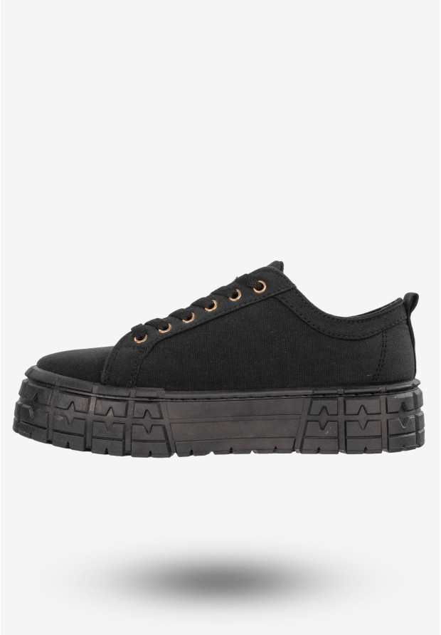 Tenisówki Damskie Trampki Buty Na Platformie Czarne Goodin GD-HR-28