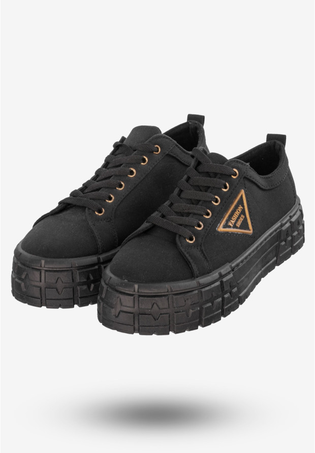 Tenisówki Damskie Trampki Buty Na Platformie Czarne Goodin GD-HR-28