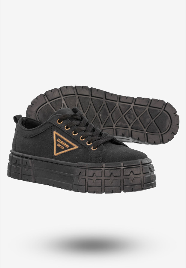 Tenisówki Damskie Trampki Buty Na Platformie Czarne Goodin GD-HR-28