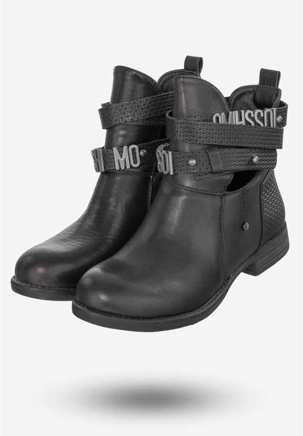 Botki Damskie Buty Ekoskóra Na Jesień Czarne Goodin GD-ZN44