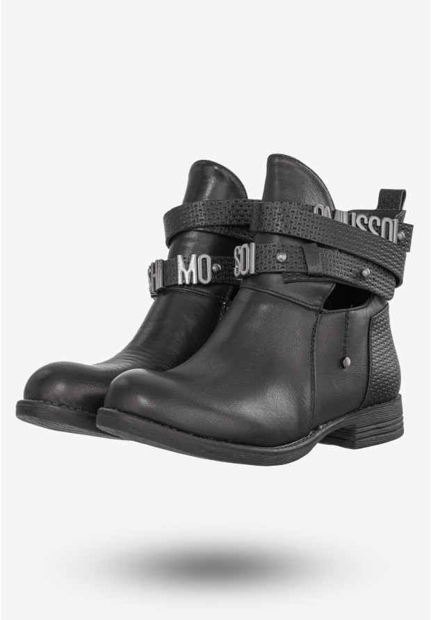 Botki Damskie Buty Ekoskóra Na Jesień Czarne Goodin GD-ZN44