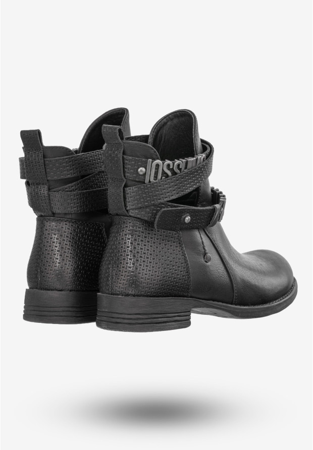 Botki Damskie Buty Ekoskóra Na Jesień Czarne Goodin GD-ZN44