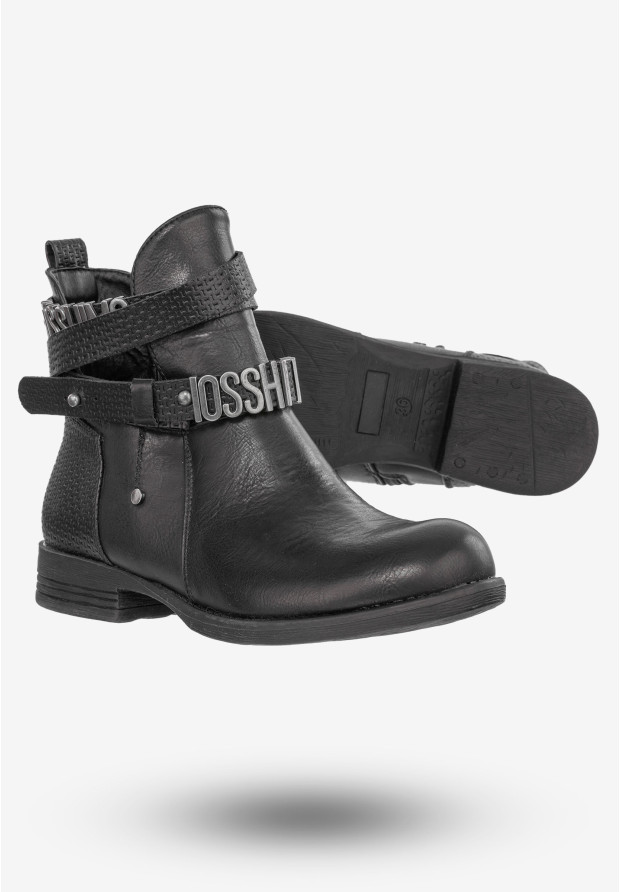 Botki Damskie Buty Ekoskóra Na Jesień Czarne Goodin GD-ZN44
