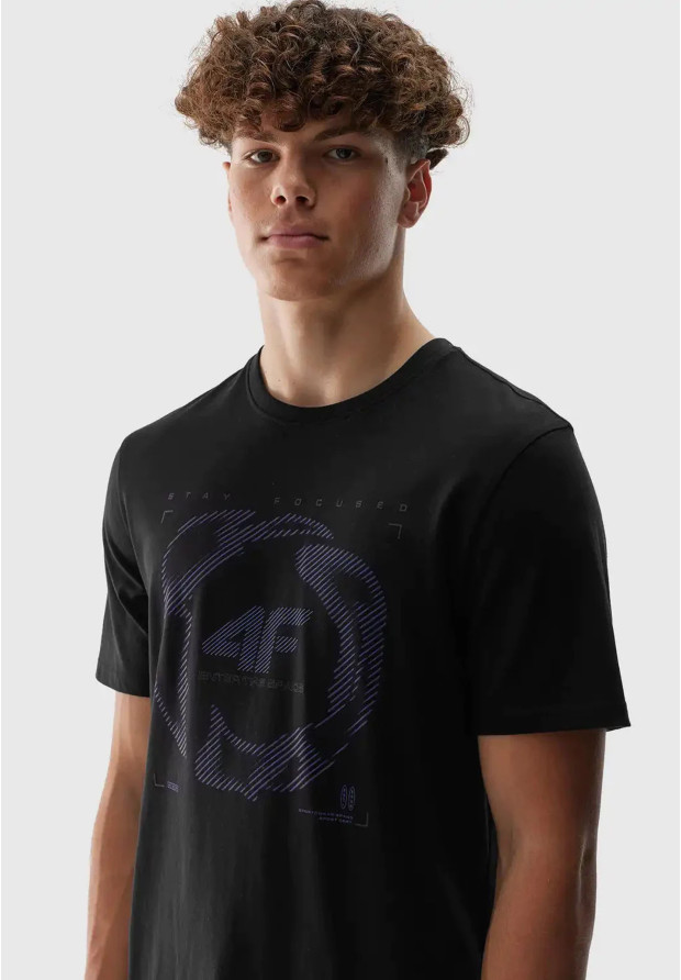 Koszulka Męska 4F Sportowy T-shirt Czarny Regular 4FWAW24TTSHM1587