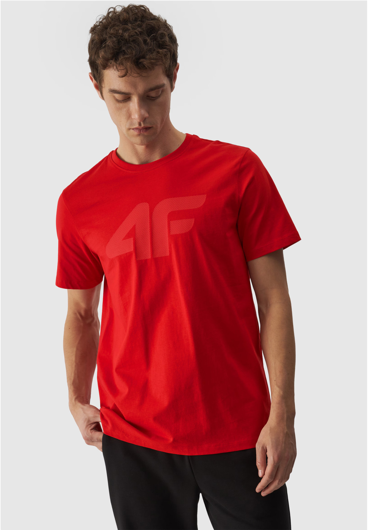 Koszulka Męska 4F Sportowy T-shirt Czerwony Regular 4FWMM00TTSHM1844