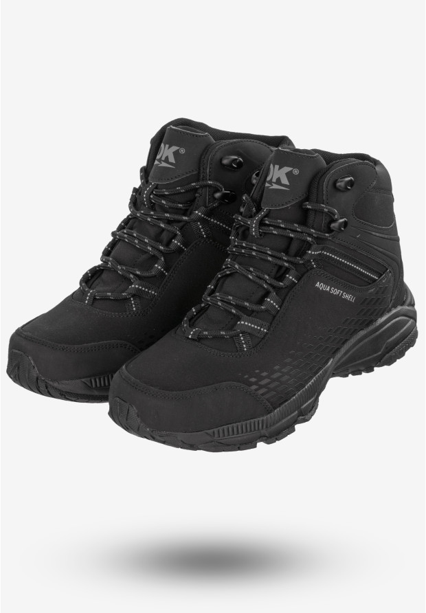 Trekkingi Męskie Buty Trzewiki Na Zimę Czarne DK 1998 Aqua Soft Shell