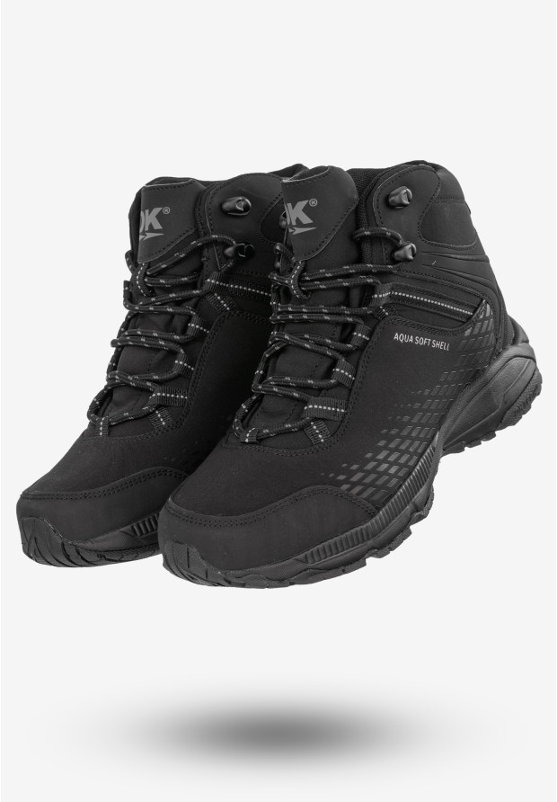 Trekkingi Męskie Buty Trzewiki Na Zimę Czarne DK 1998 Aqua Soft Shell