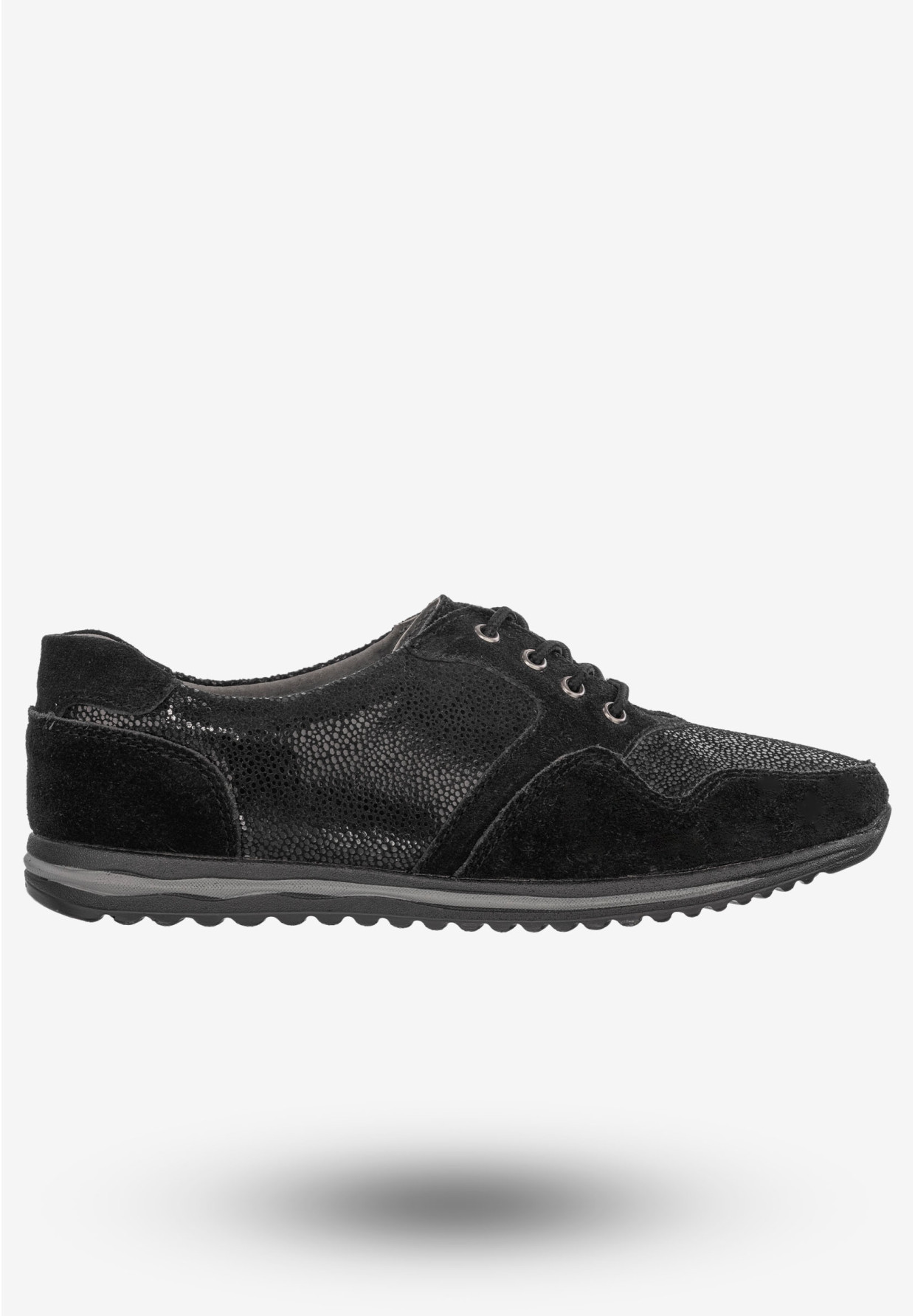 Półbuty Damskie Buty Skórzane Sneakersy Czarne DK FJL160084