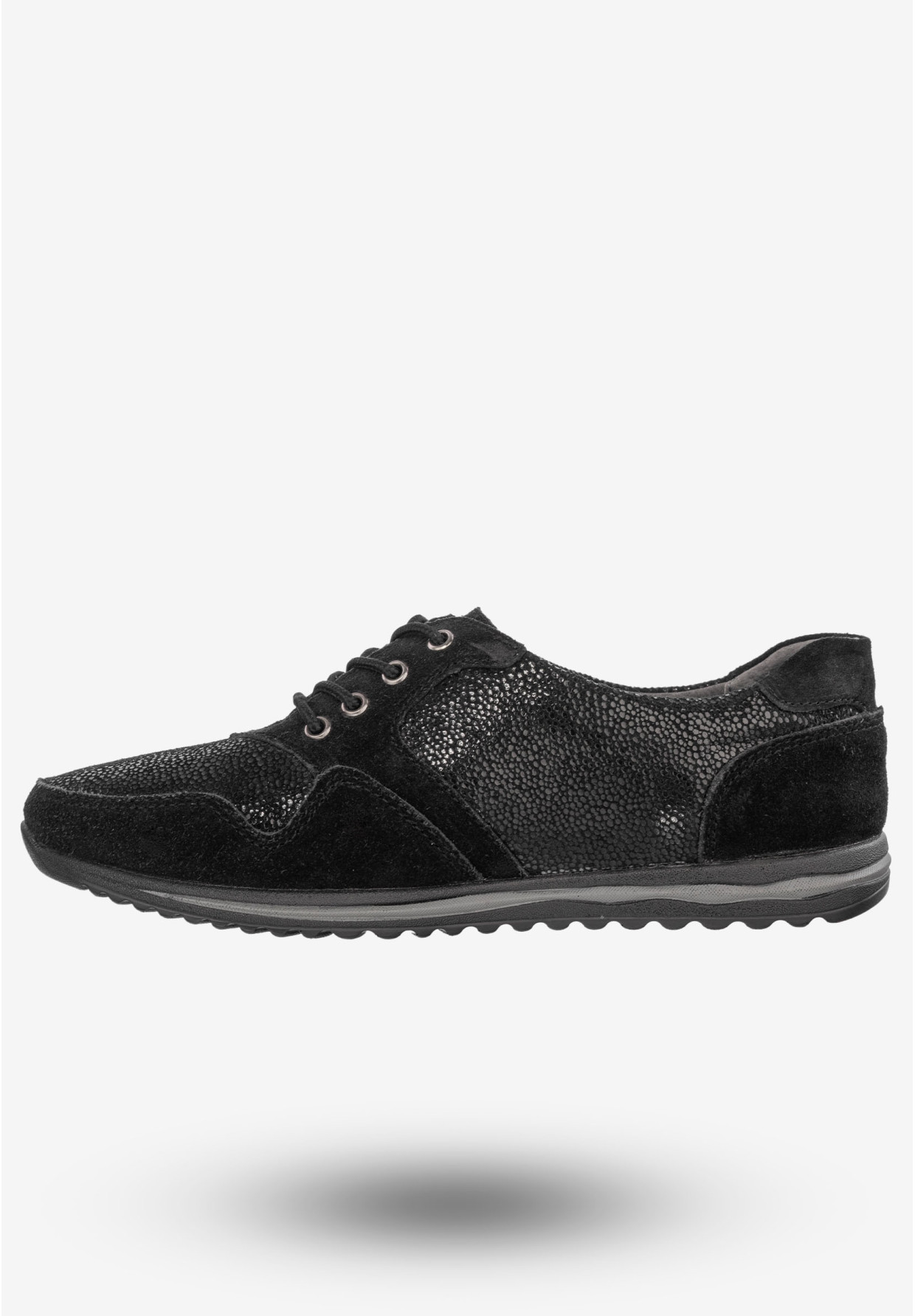 Półbuty Damskie Buty Skórzane Sneakersy Czarne DK FJL160084