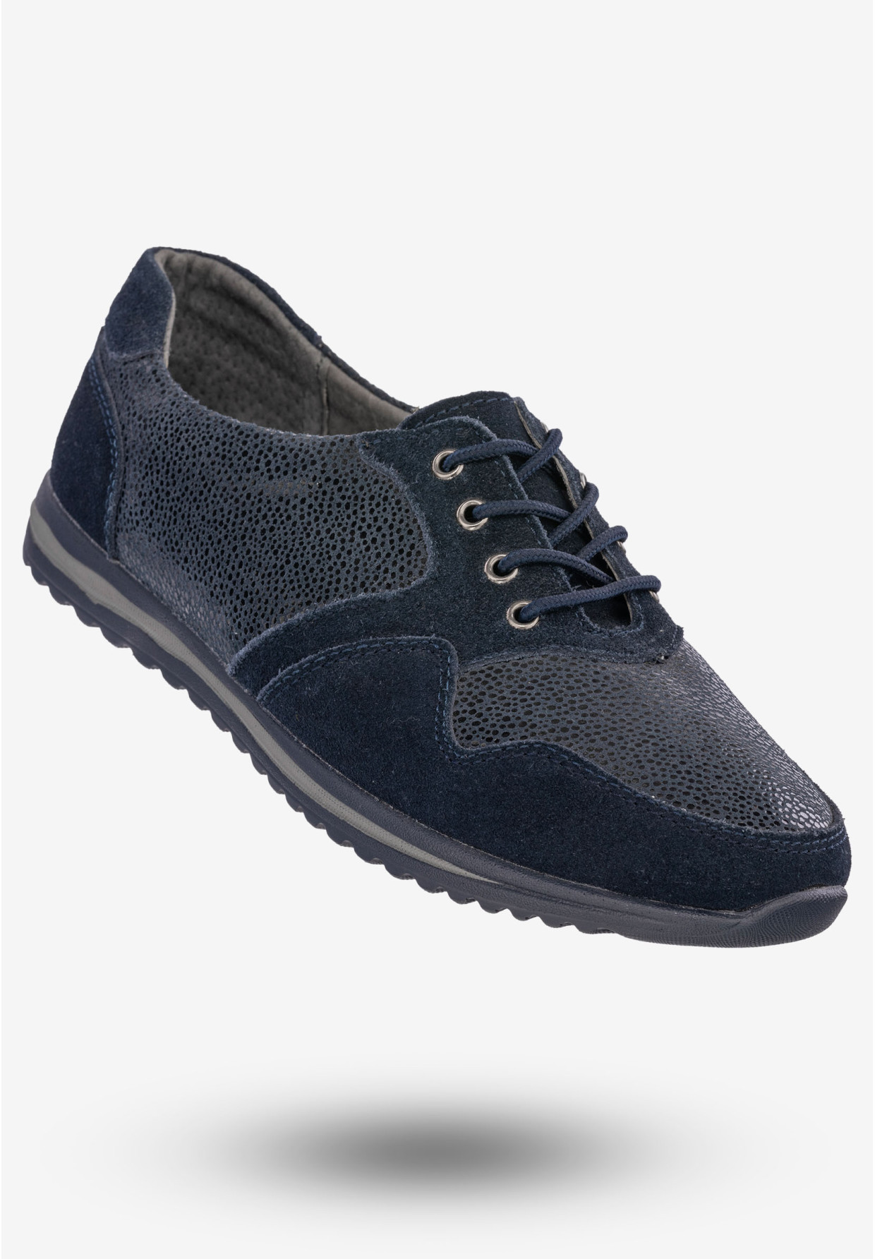 Półbuty Damskie Buty Skórzane Sneakersy Granatowe DK FJL160084
