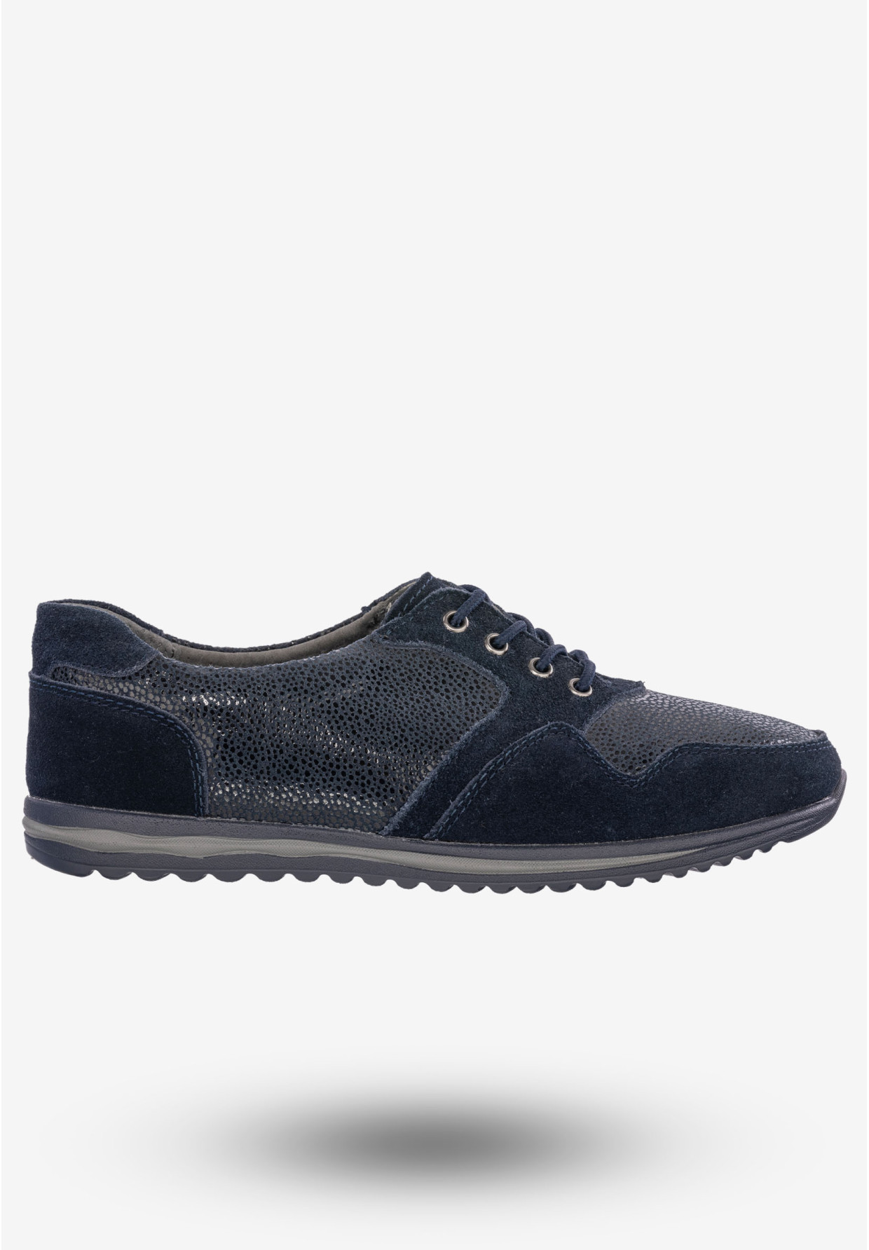 Półbuty Damskie Buty Skórzane Sneakersy Granatowe DK FJL160084