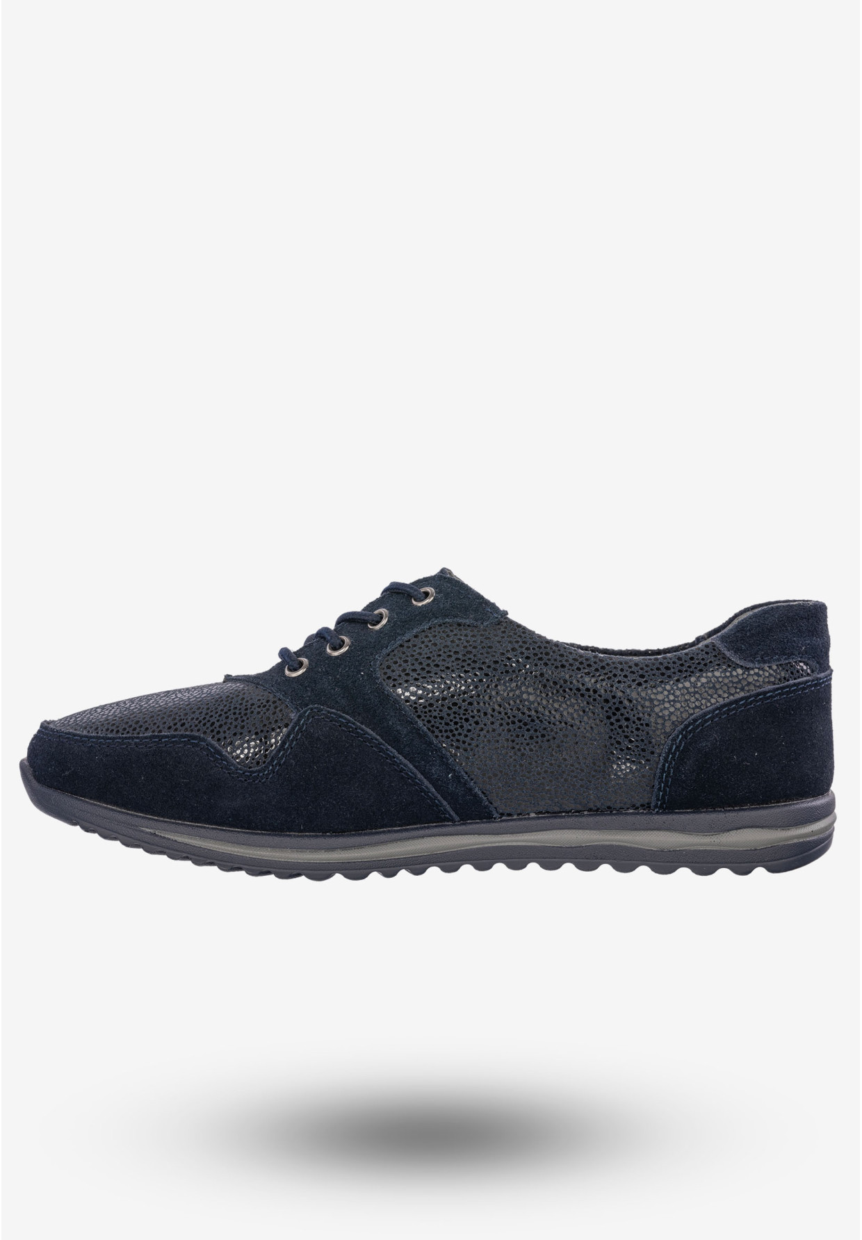 Półbuty Damskie Buty Skórzane Sneakersy Granatowe DK FJL160084
