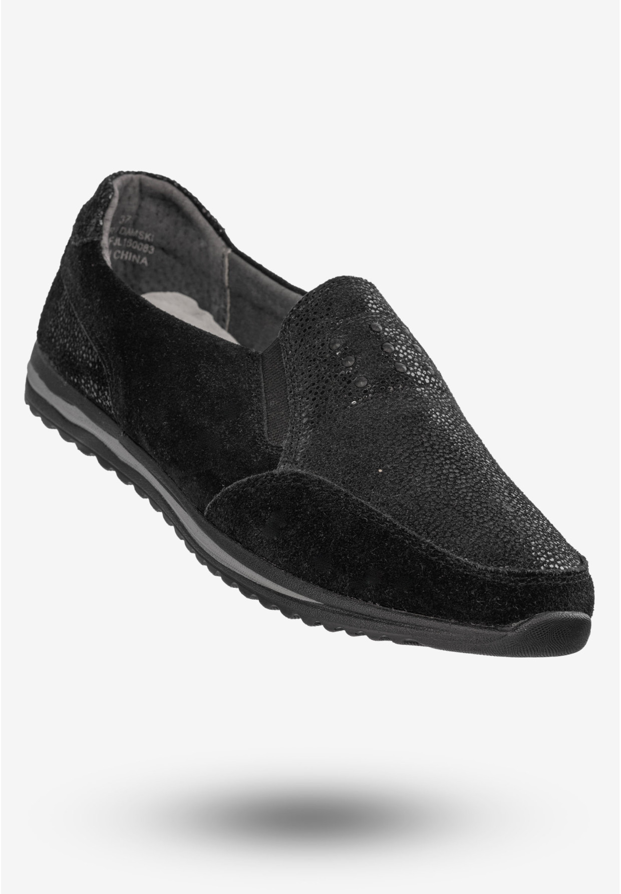 Półbuty Damskie Buty Skórzane Sneakersy Czarne DK FJL160083