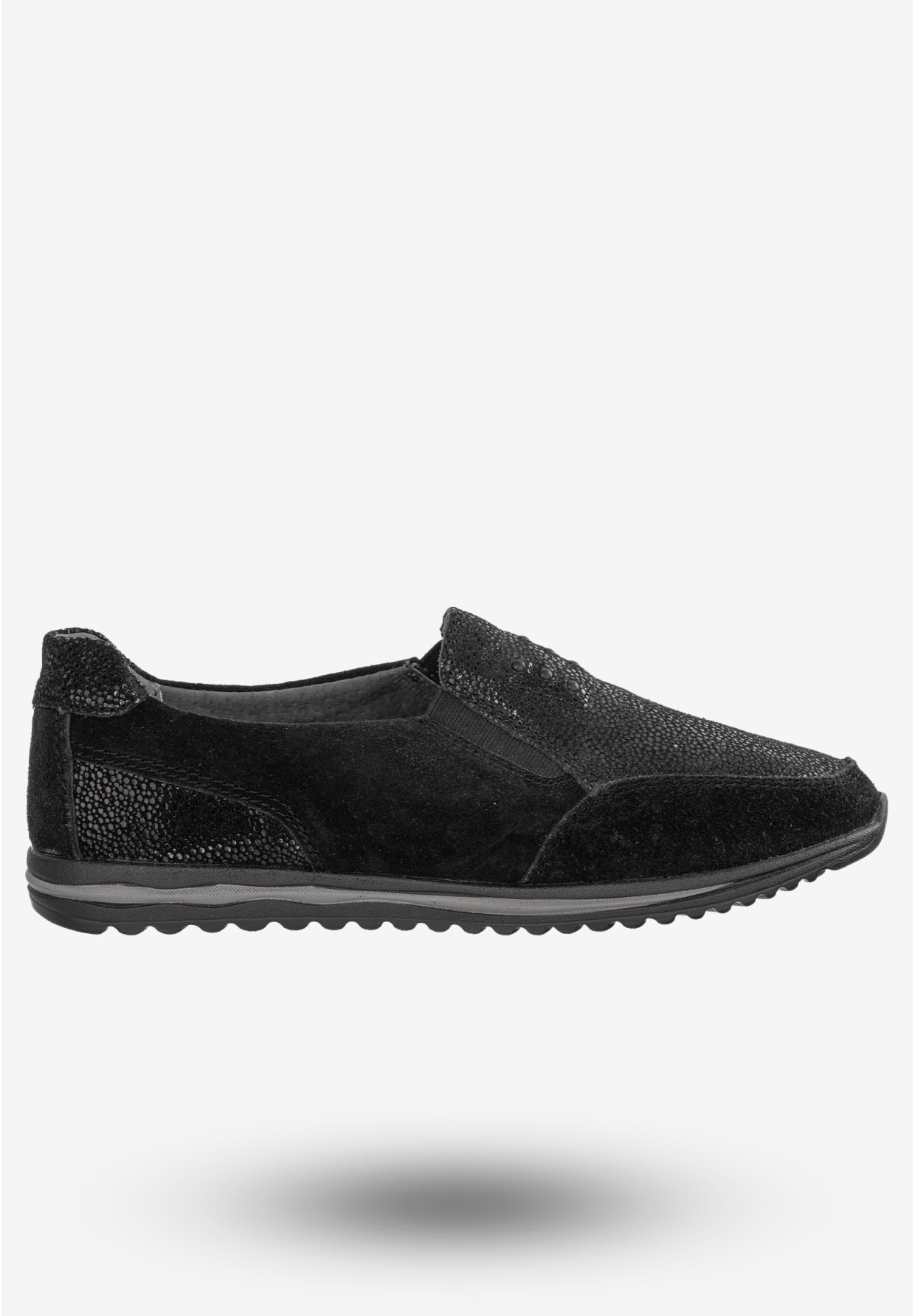 Półbuty Damskie Buty Skórzane Sneakersy Czarne DK FJL160083