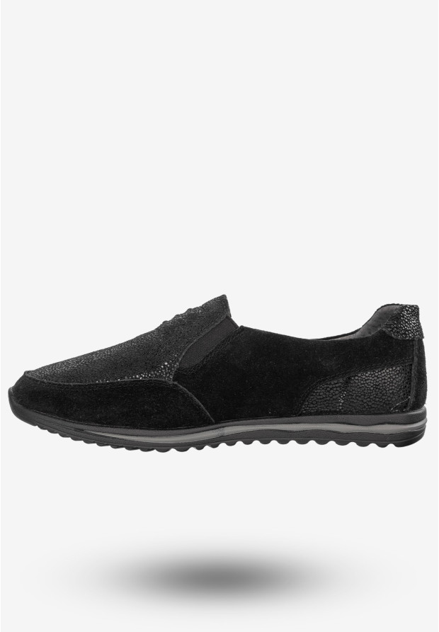 Półbuty Damskie Buty Skórzane Sneakersy Czarne DK FJL160083