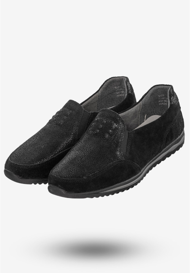 Półbuty Damskie Buty Skórzane Sneakersy Czarne DK FJL160083
