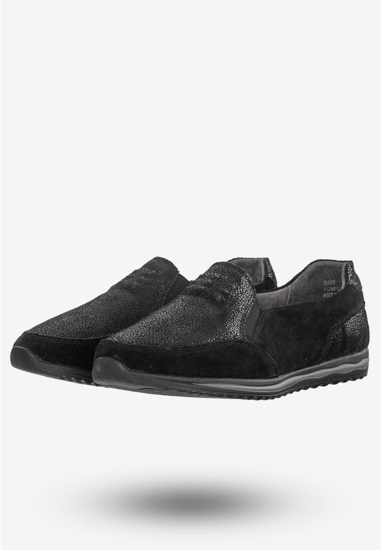 Półbuty Damskie Buty Skórzane Sneakersy Czarne DK FJL160083